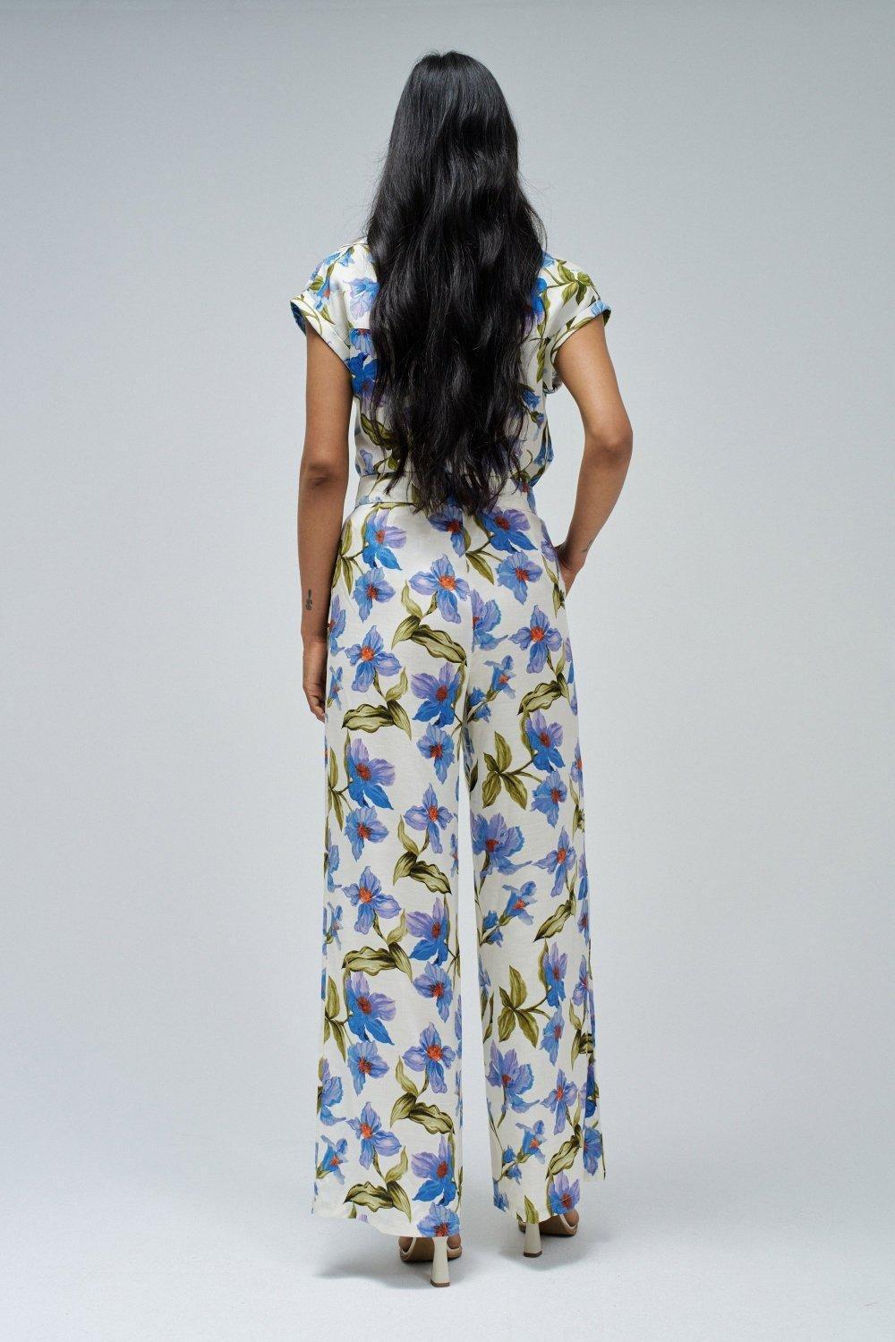 Straight Trousers In Fabric, Blue, large image number 3