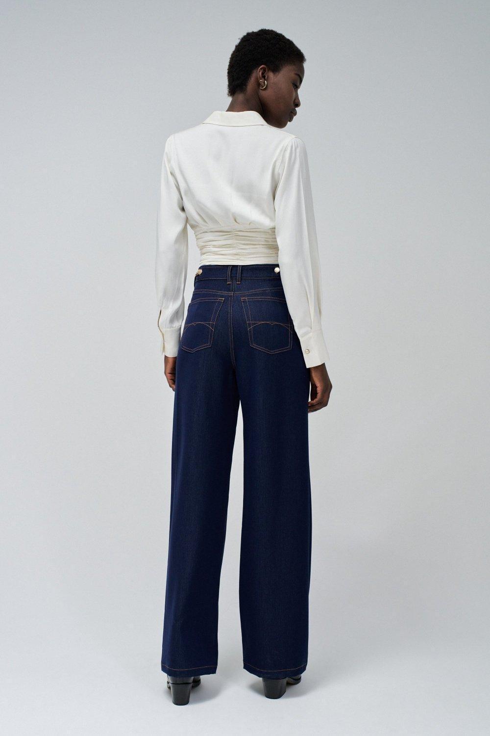Blue ed Denim Wide-Leg Pants, , large image number 3