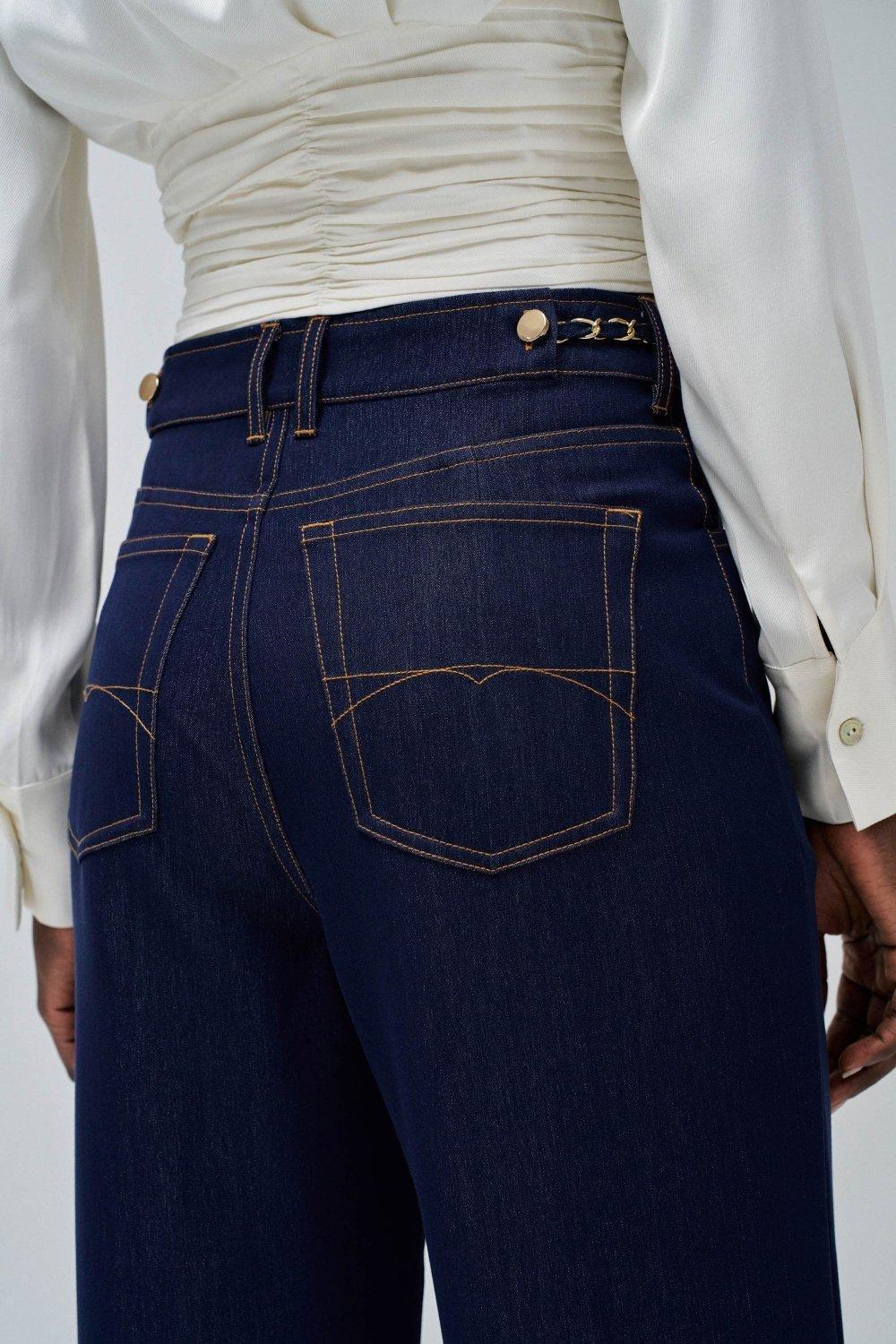 Blue ed Denim Wide-Leg Pants, , large image number 4