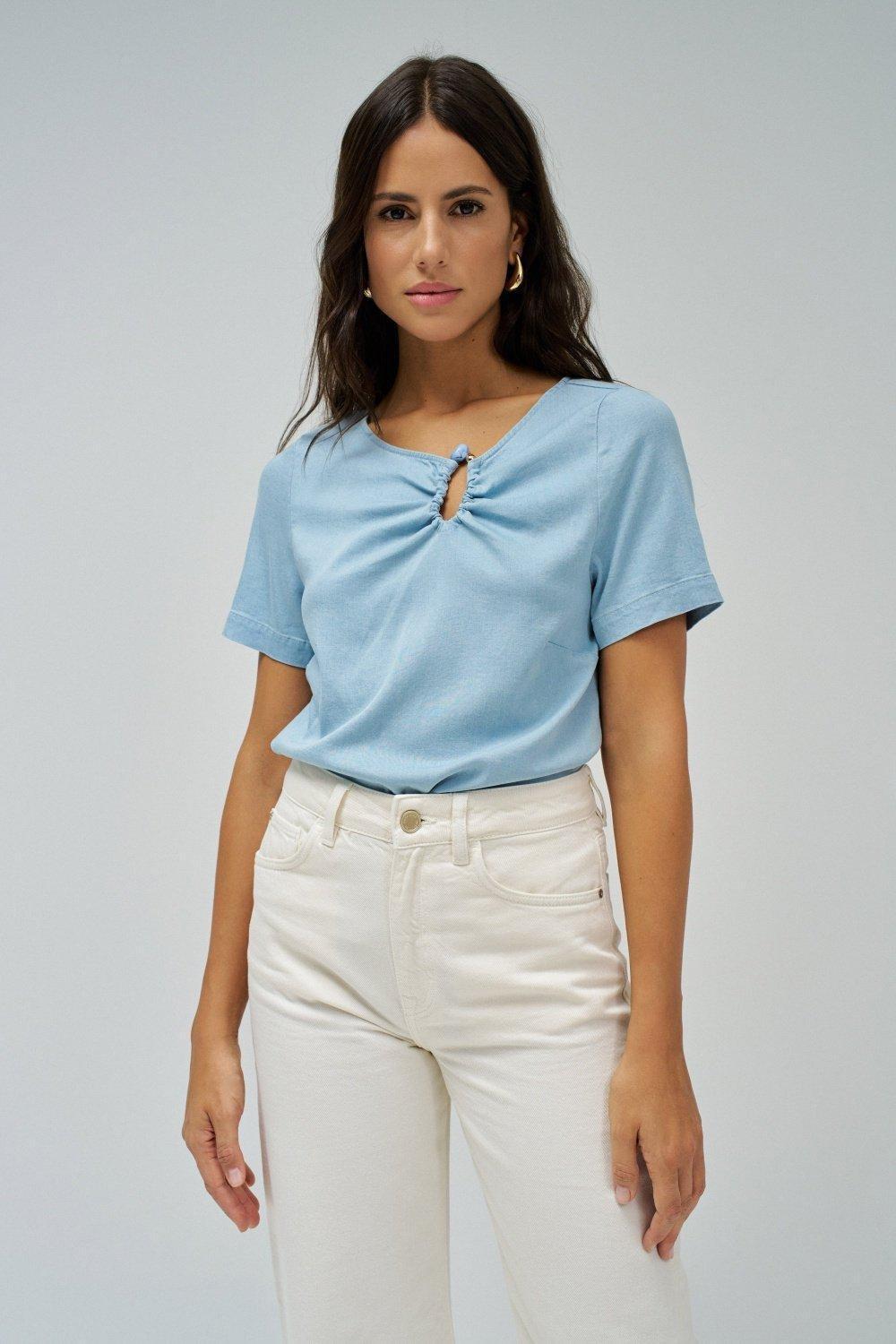 Lightdenim Knot Blouse, , medium