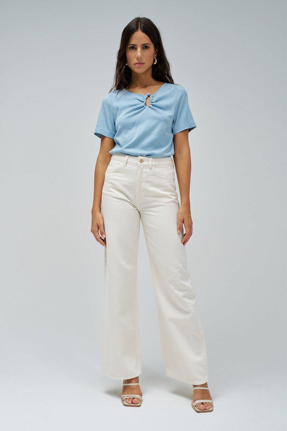 Lightdenim Knot Blouse, , large image number 1