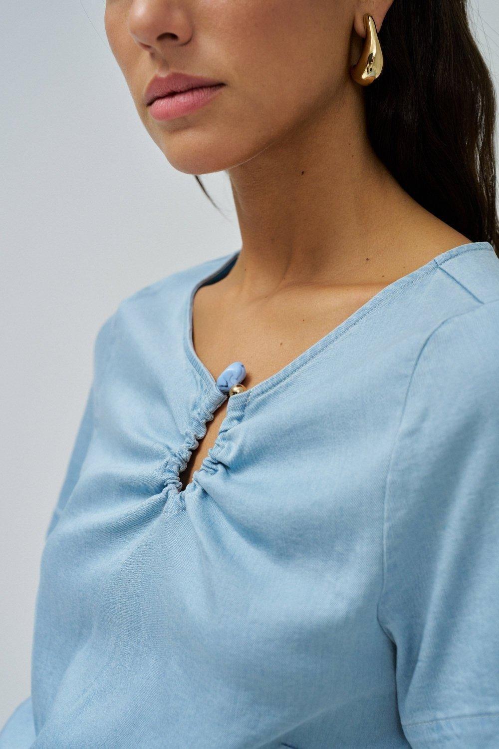 Lightdenim Blouse , Blue, large image number 4