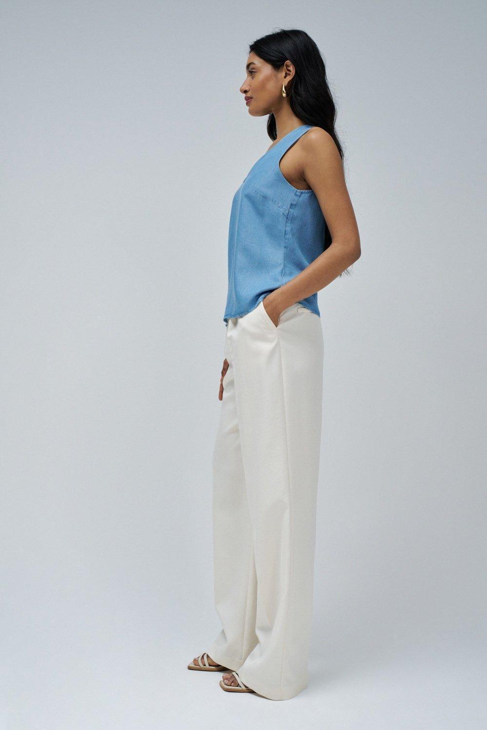 Light Denim Casual Cropped Tank&nbsp;, Blue, medium