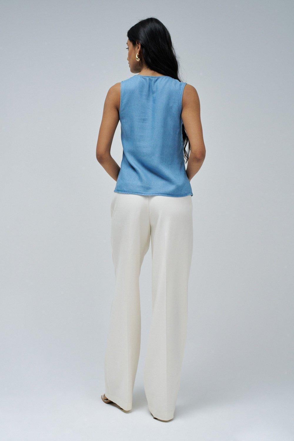 Light Denim Casual Cropped Tank&nbsp;, Blue, large image number 3