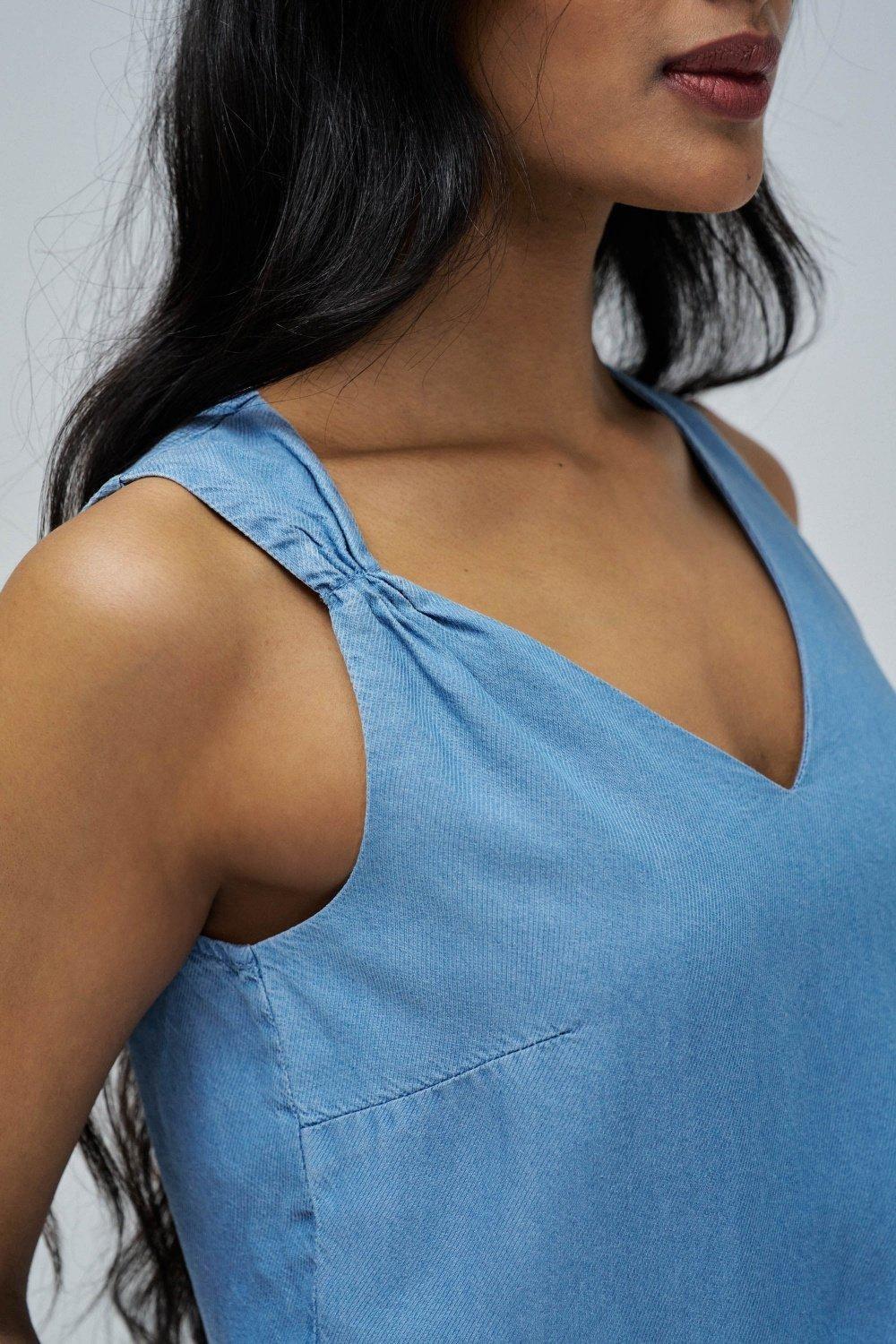 Light Denim Casual Cropped Tank , Blue, large image number 4