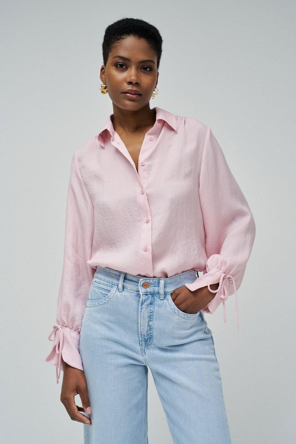 Asymmetrical Striped Shirt, Pink, large image number 0