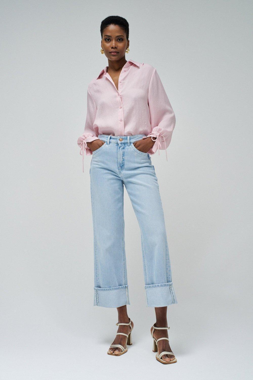 Asymmetrical Striped Shirt, Pink, large image number 1