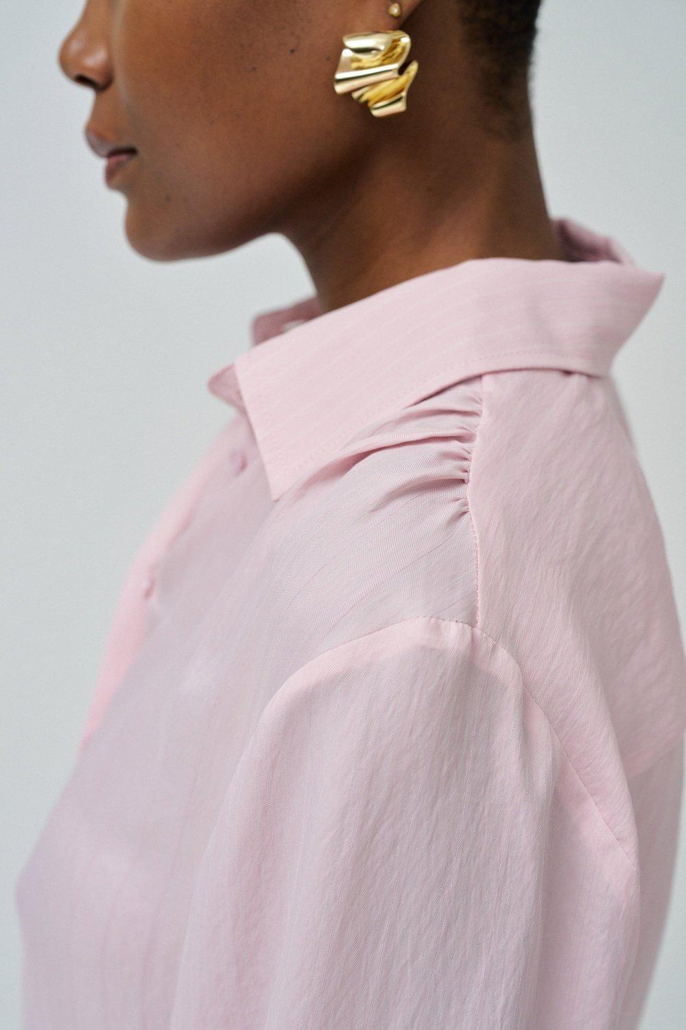 Asymmetrical Striped Shirt, Pink, large image number 4