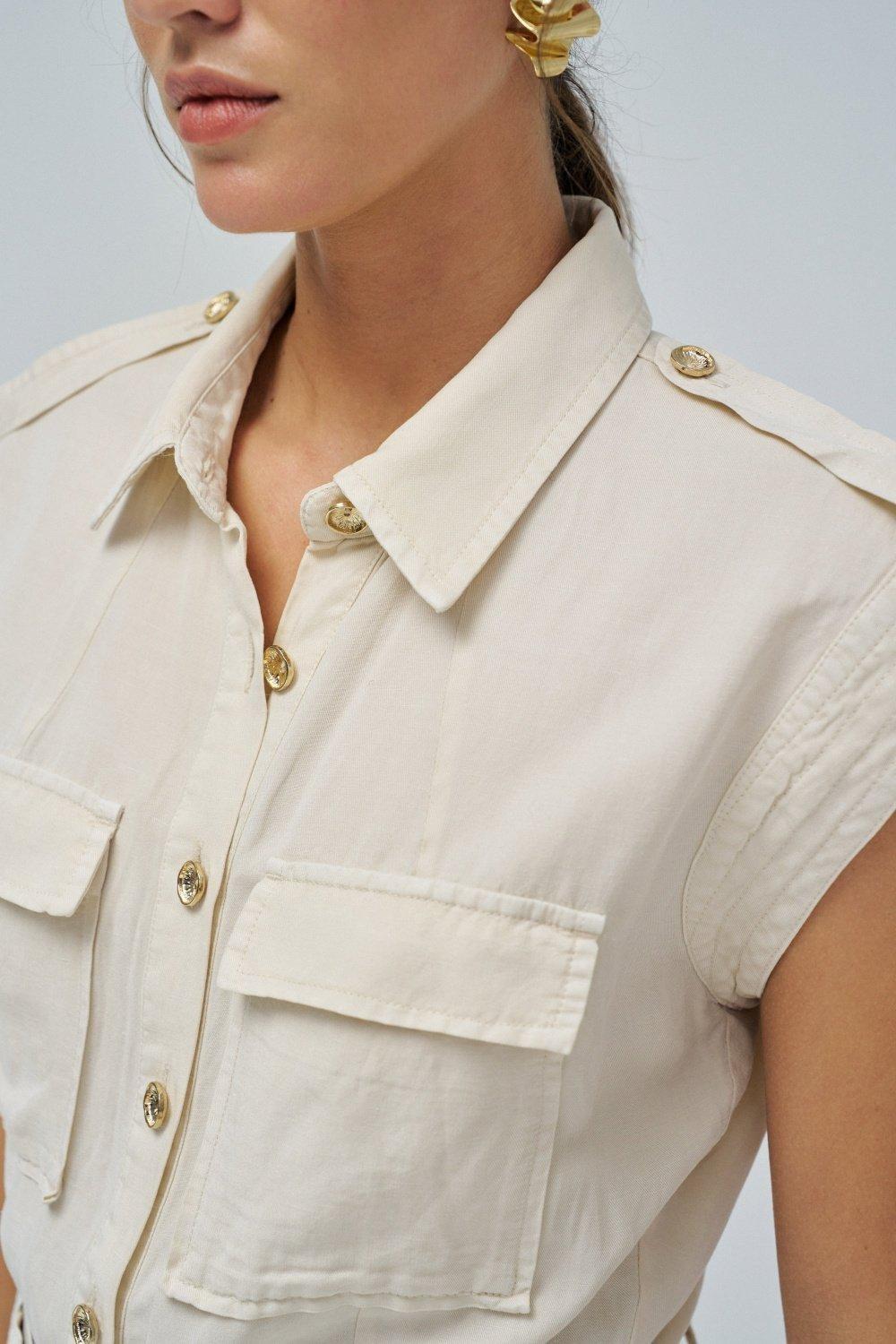 Beige Belted Casual Jumpsuit, , large image number 4