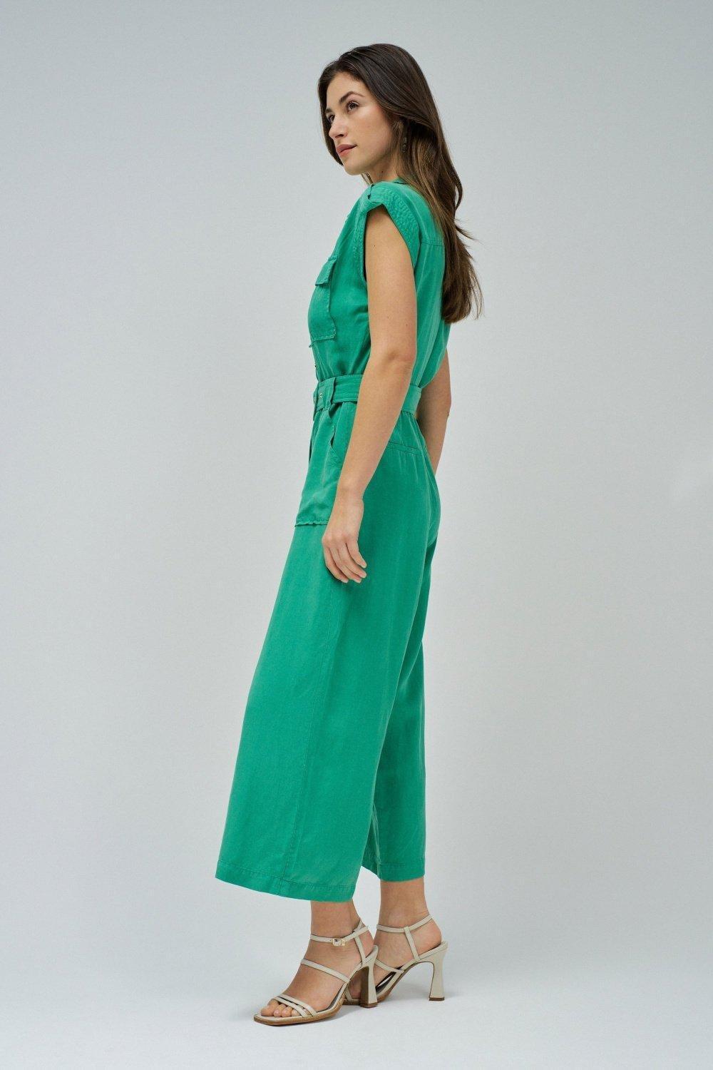 Light Denim Ankle-Length Jumpsuit, Green, large image number 2