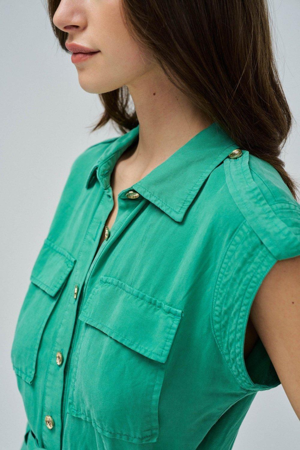 Light Denim Ankle-Length Jumpsuit, Green, large image number 4