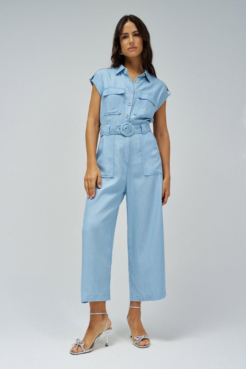 Light Denim Ankle-Length Jumpsuit, , large image number 1