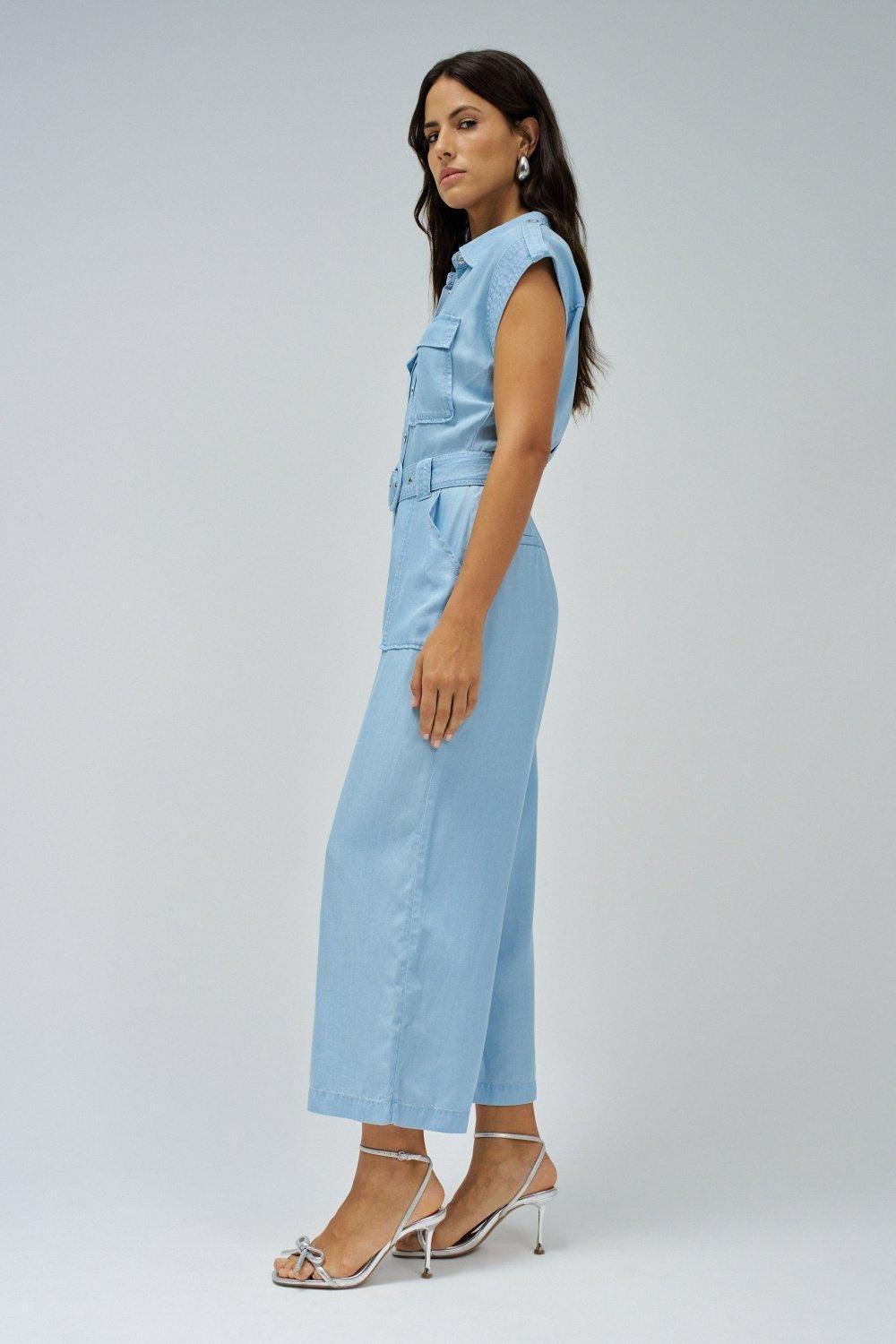Light Denim Ankle-Length Jumpsuit, , large image number 2