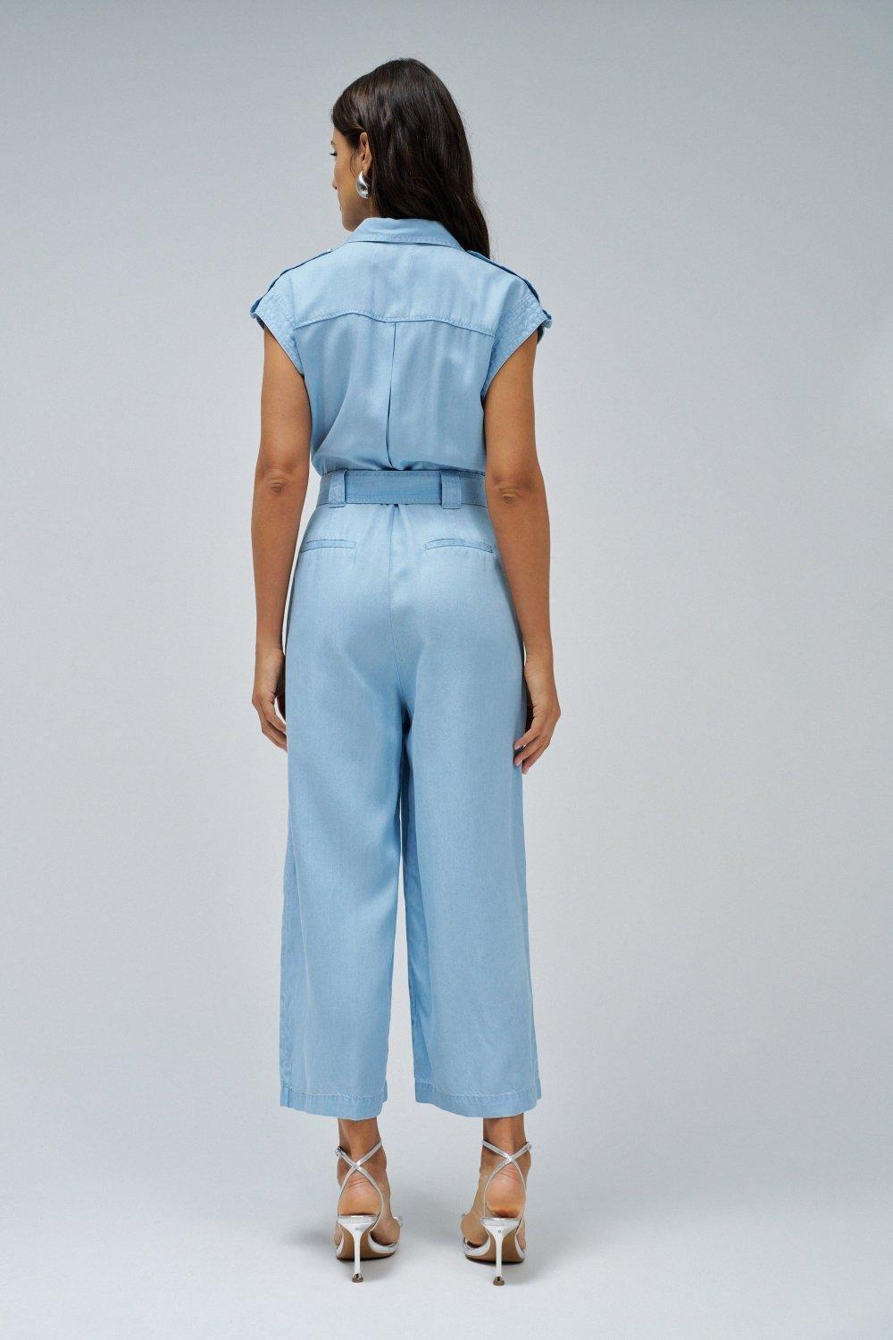 Light Denim Ankle-Length Jumpsuit, , large image number 3