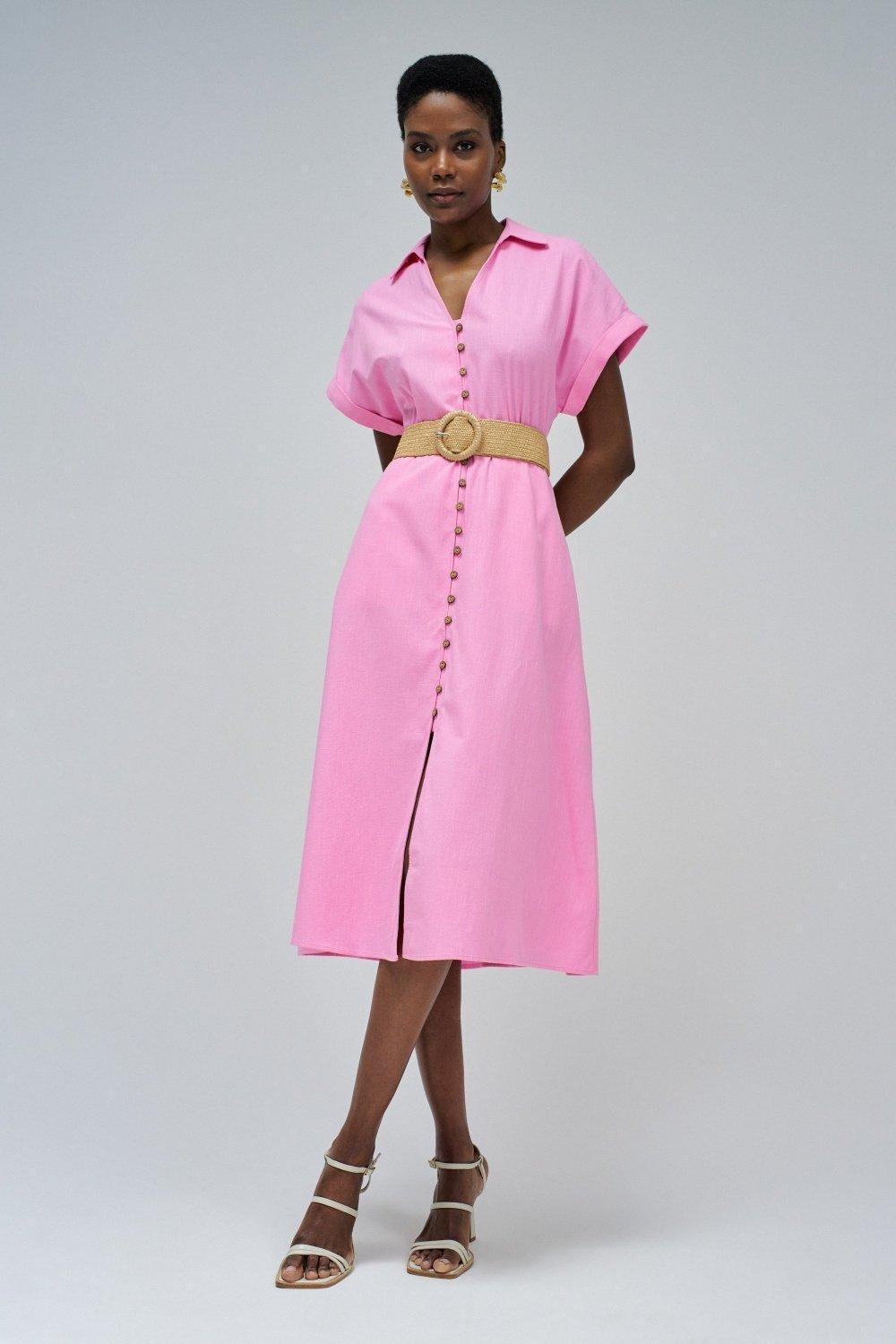 Pink Shirt Dress, , large image number 1