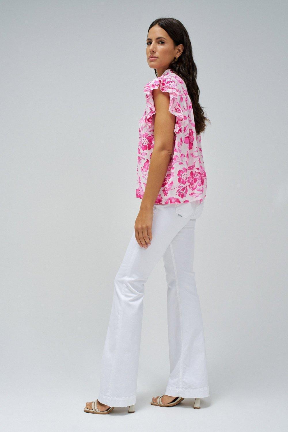Top With Floral Patter, White, large image number 2
