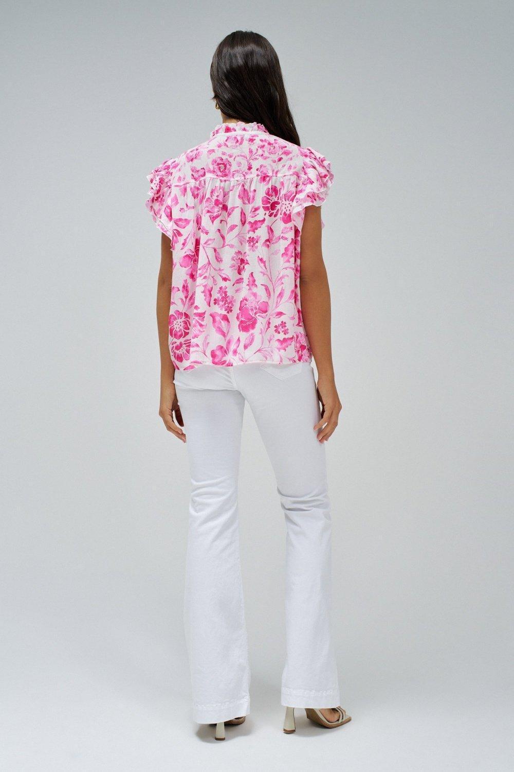 Top With Floral Patter, White, large image number 3