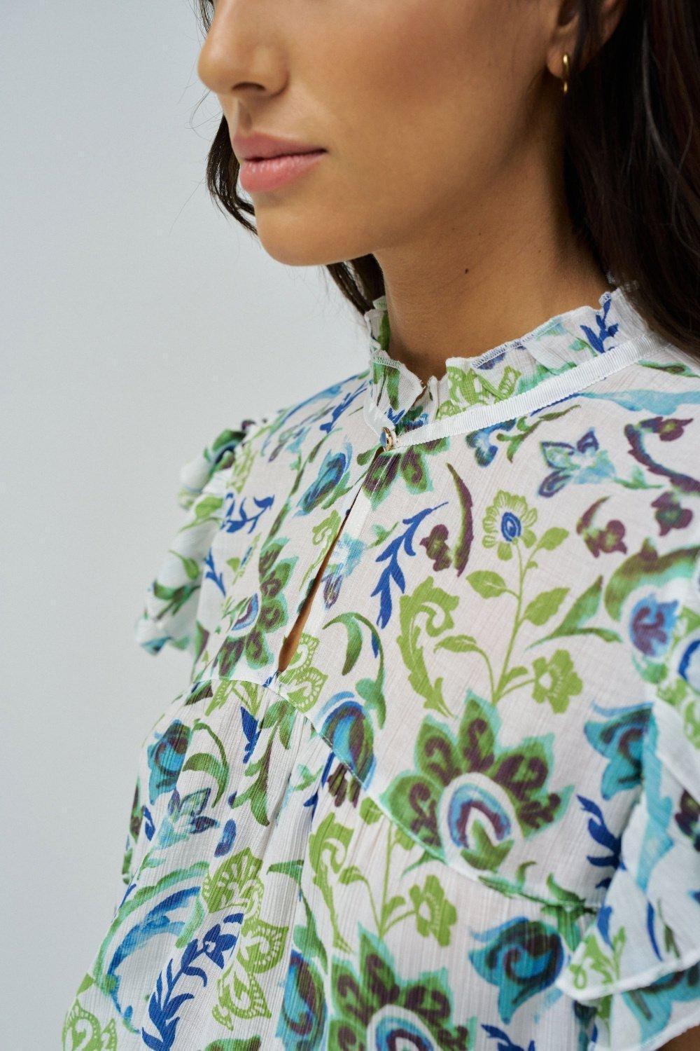 Top With Floral Patter, Turquoise, large image number 4