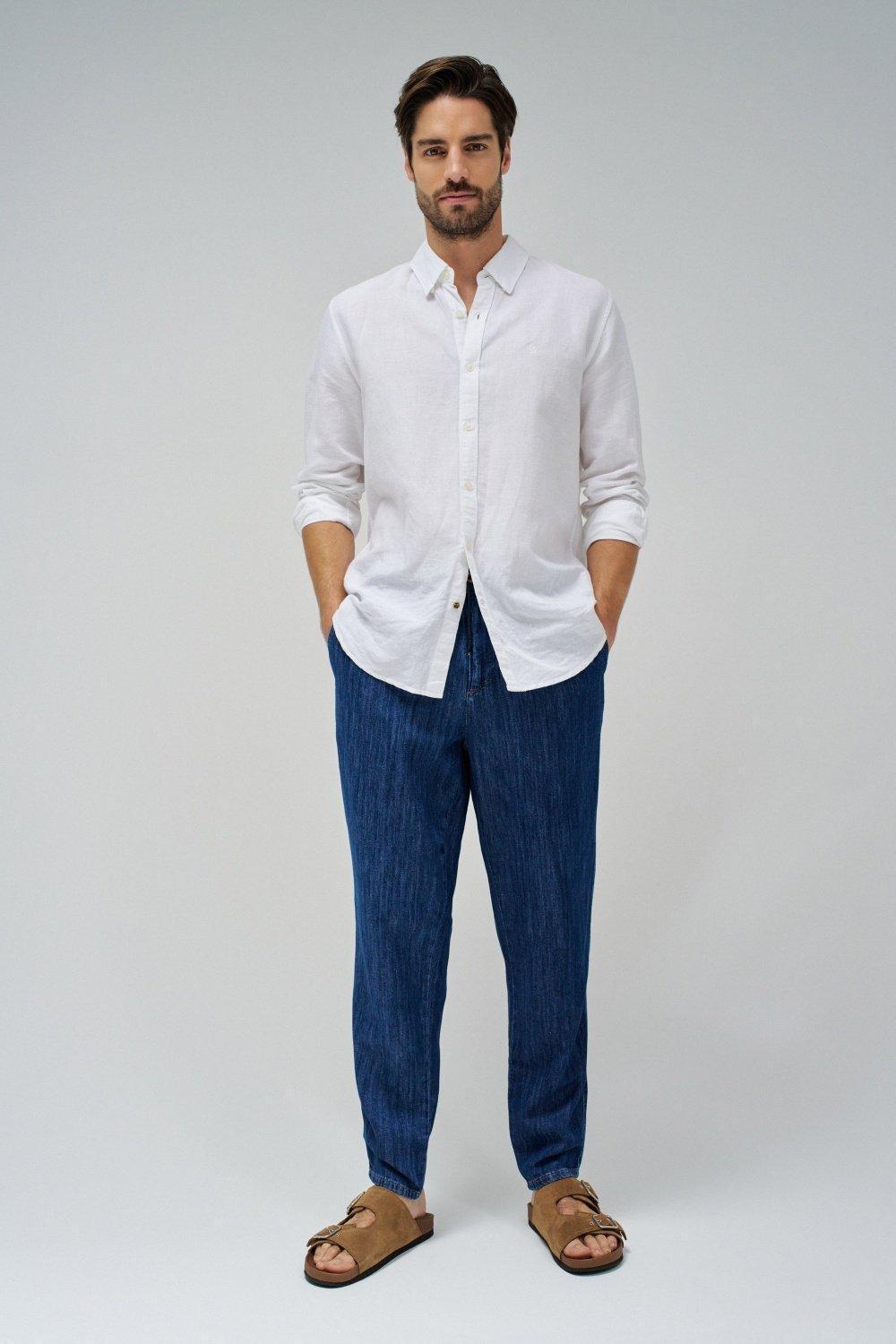 Navy Textured Tapered Joggers, , large image number 1