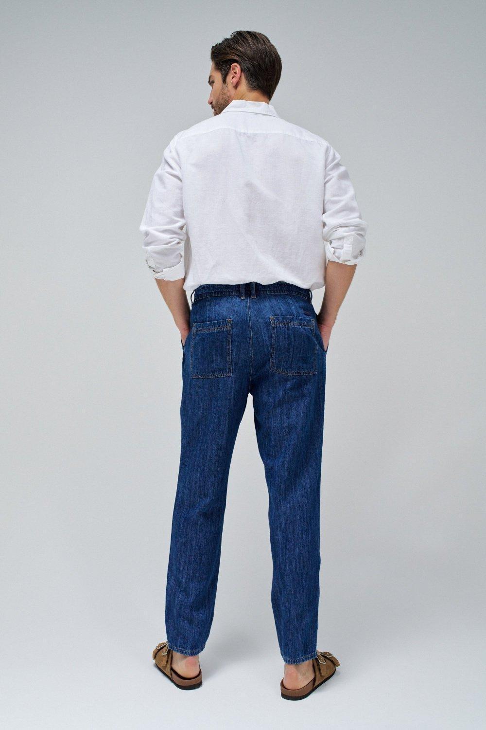 Navy Textured Tapered Joggers, , large image number 3