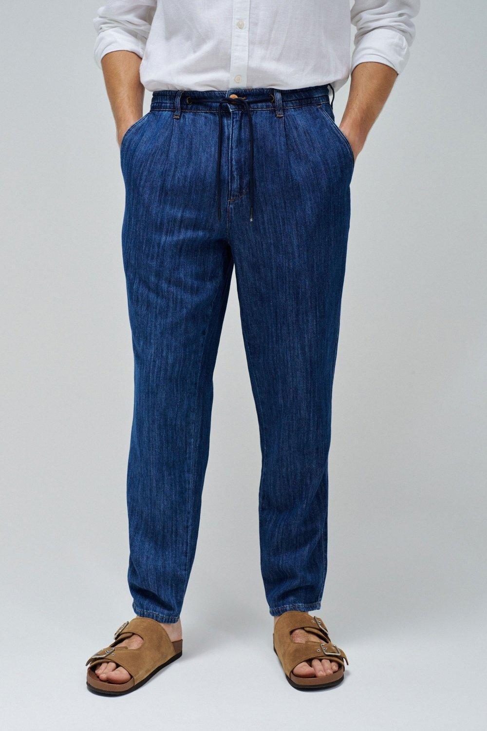 Textured Tapered Joggers, Dark Blue, medium