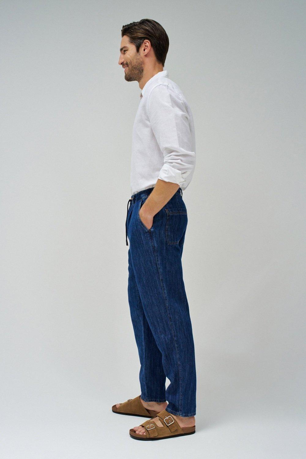Textured Tapered Joggers, Dark Blue, medium