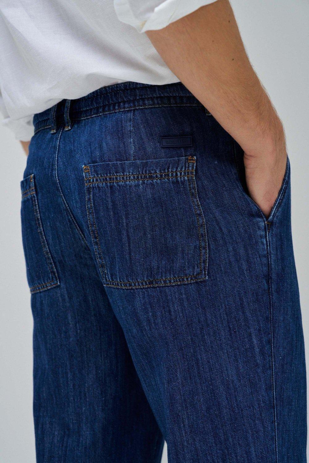 Textured Tapered Joggers, Dark Blue, large image number 4