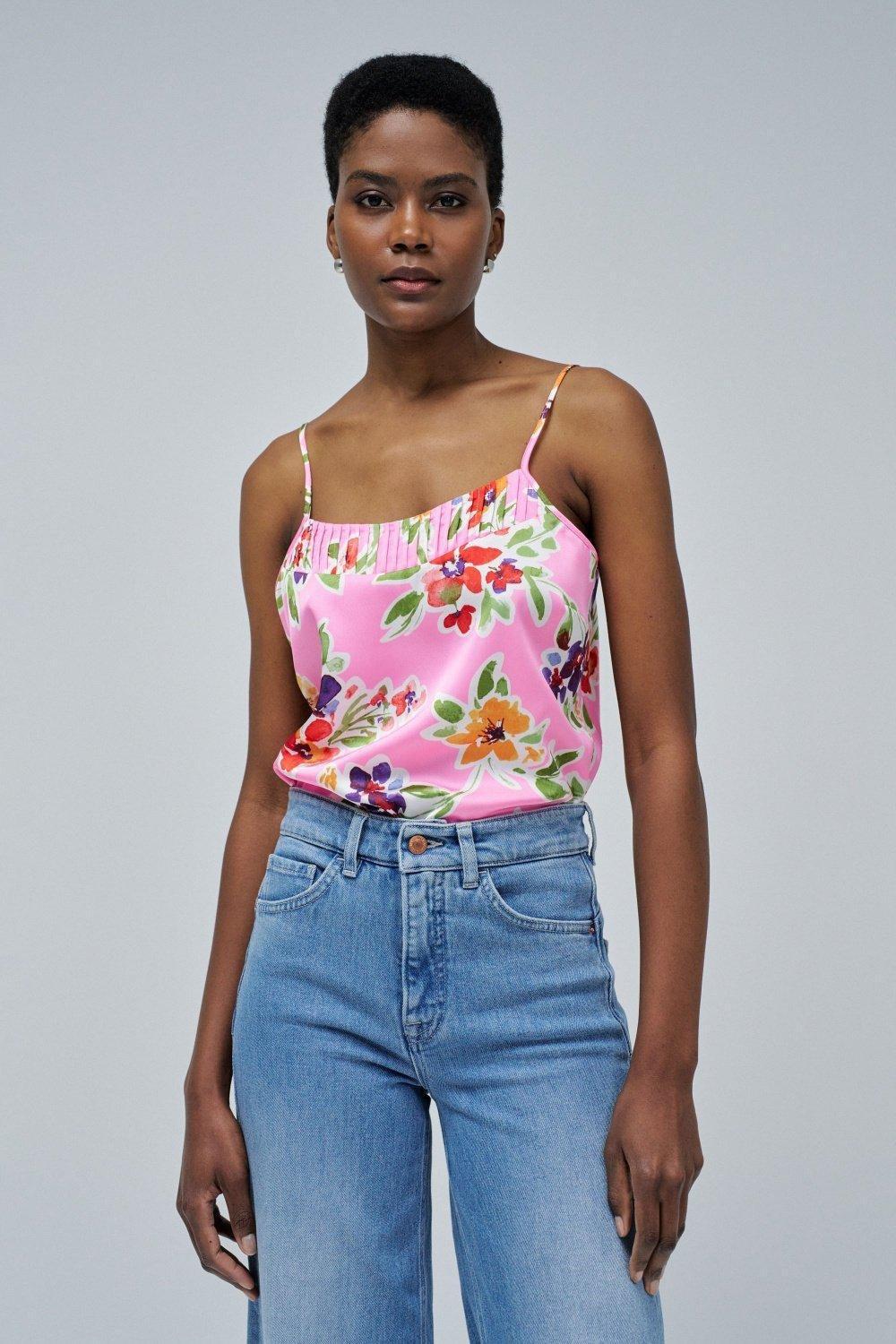 Top With Floral Pattern, Pink, medium