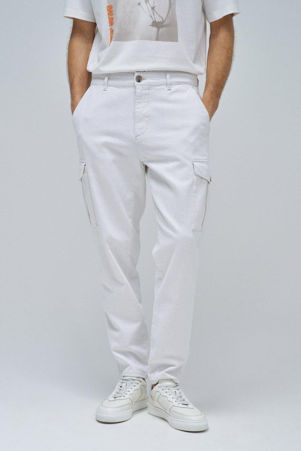 White Plain Casual Trousers, , large image number 0