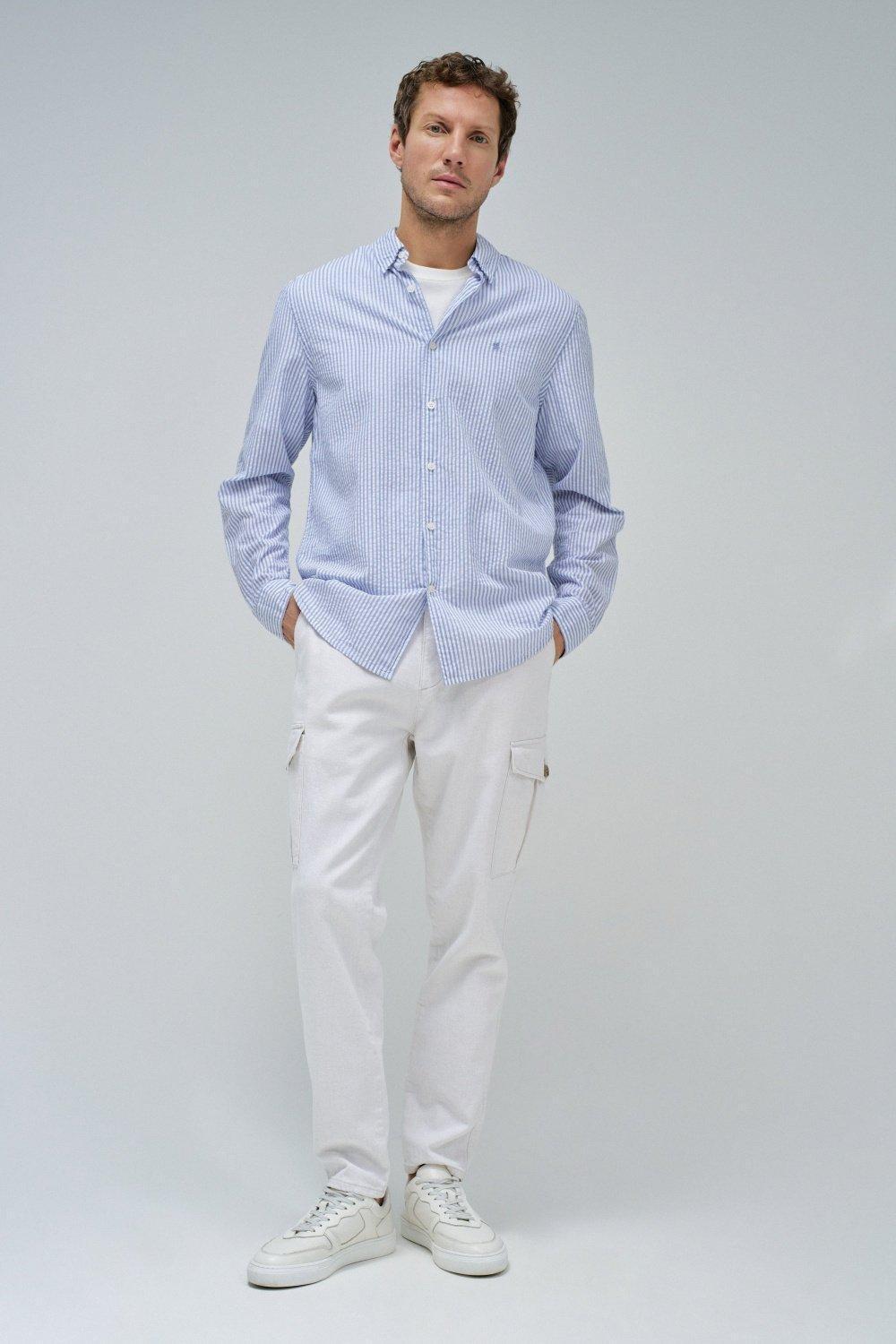 White Plain Casual Trousers, , large image number 1