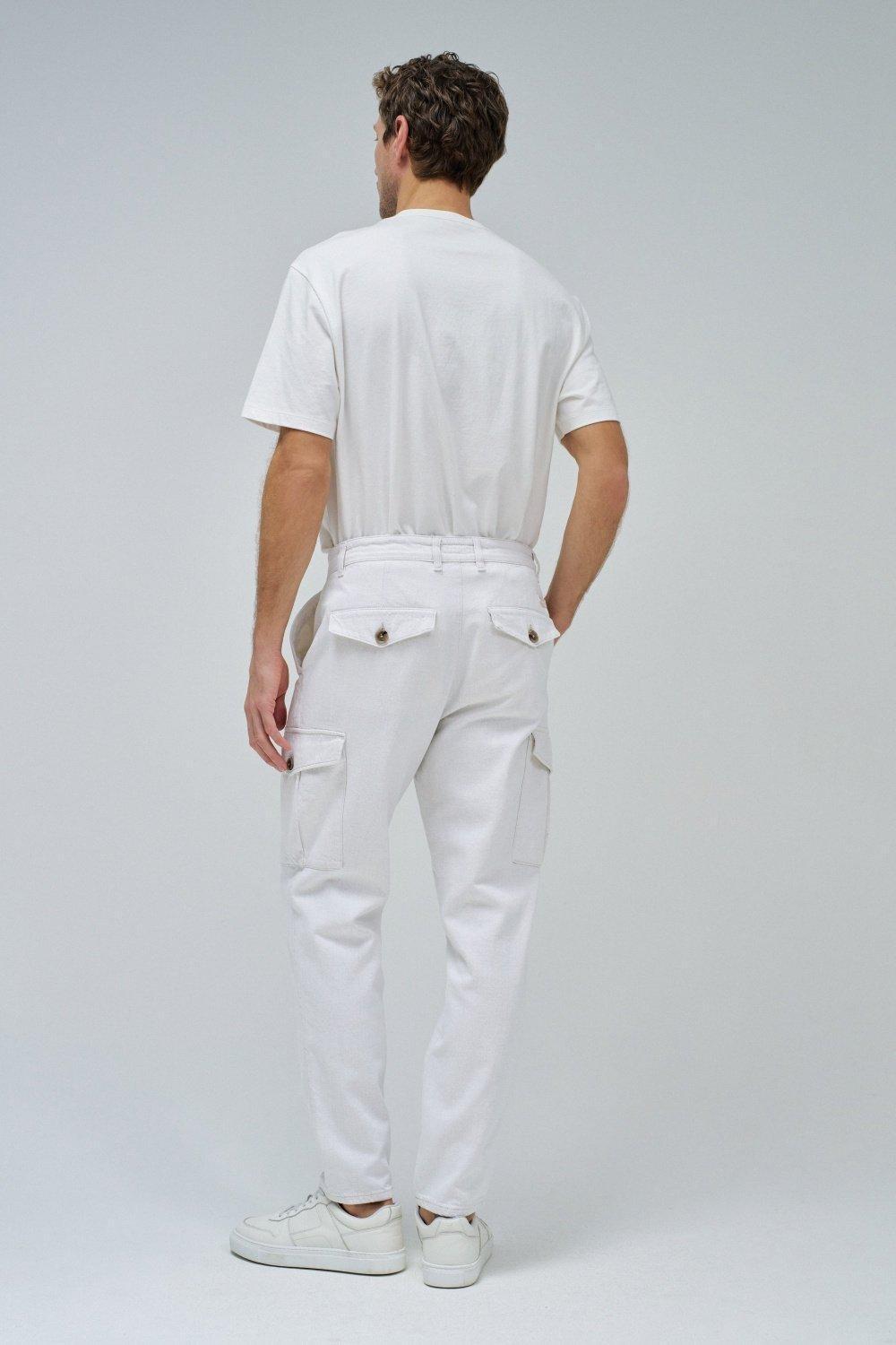White Plain Casual Trousers, , large image number 3