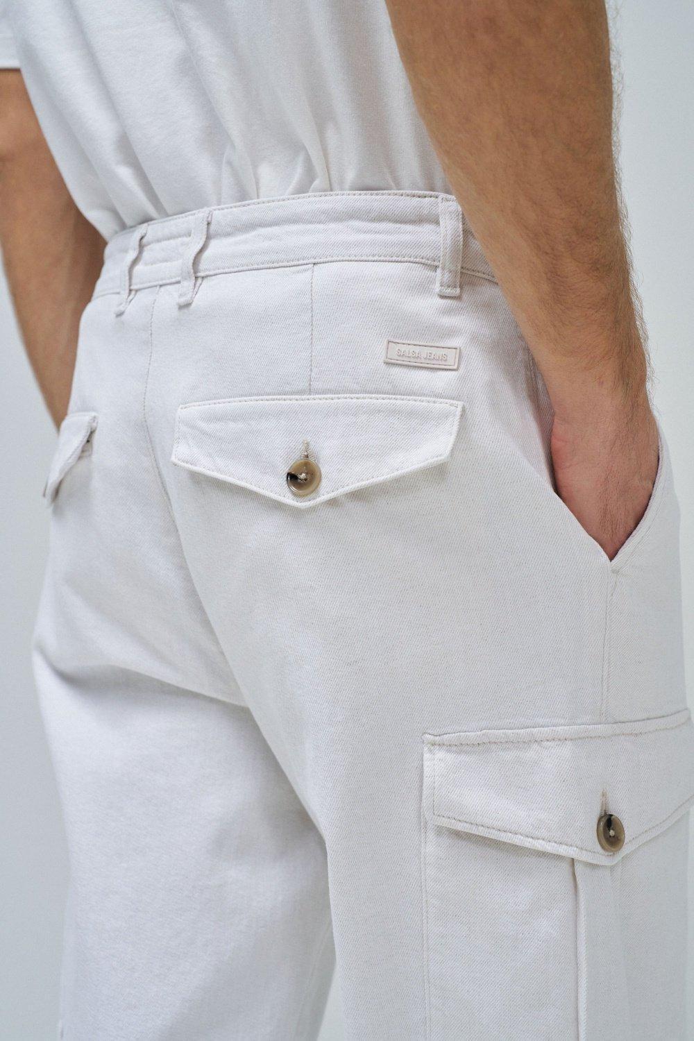 White Plain Casual Trousers, , large image number 4
