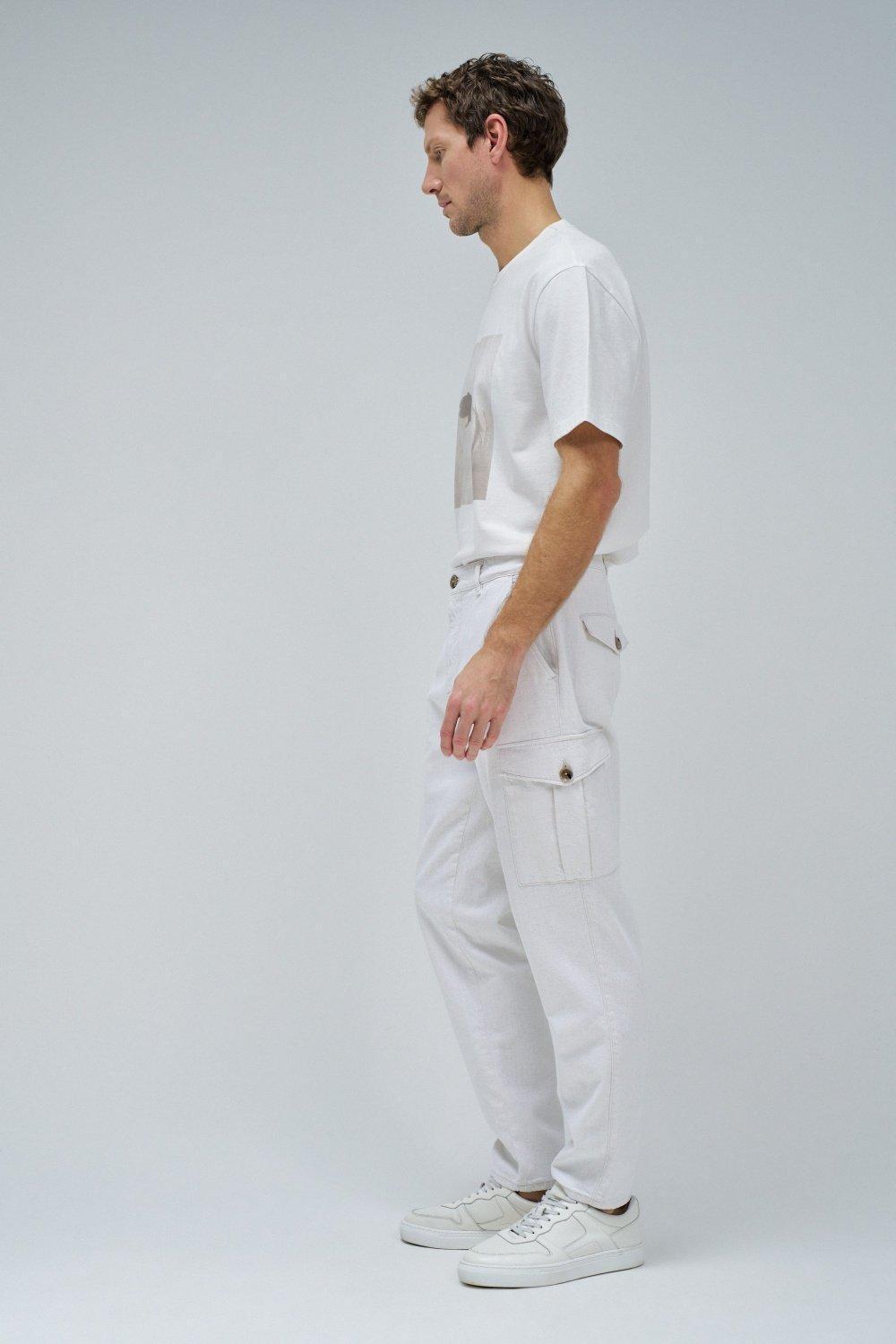 Tapered Cargo Style Trousers, Pearl, large image number 2