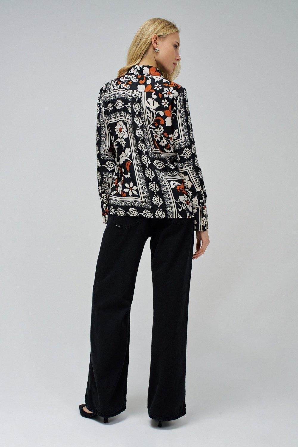 Black Floral Button Down Shirt, , large image number 3