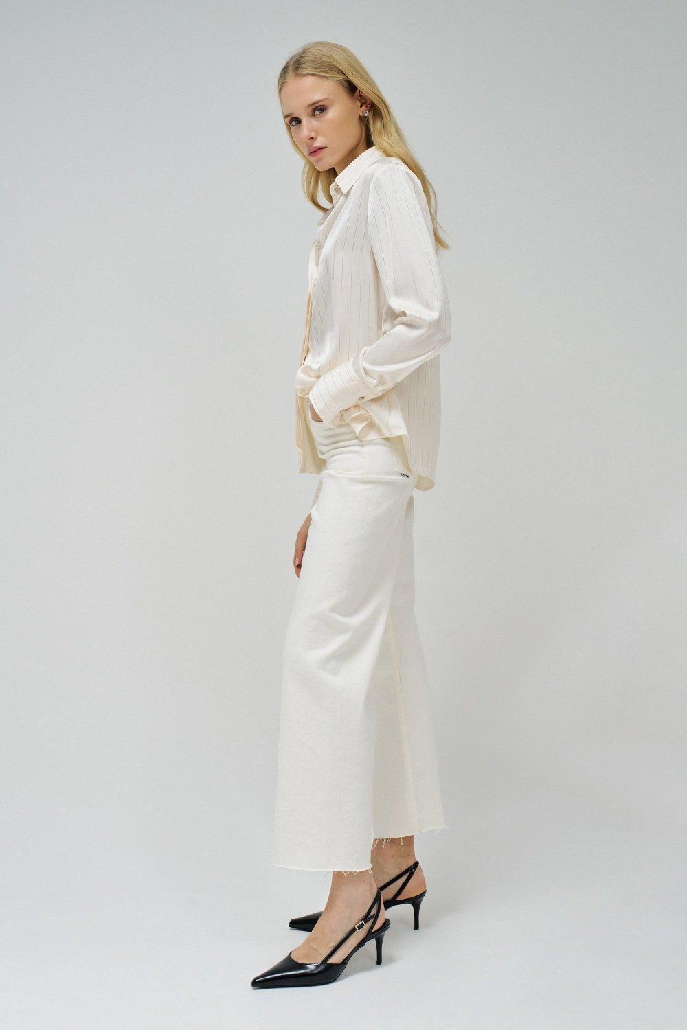 Beige Striped Button Down Shirt, , large image number 2
