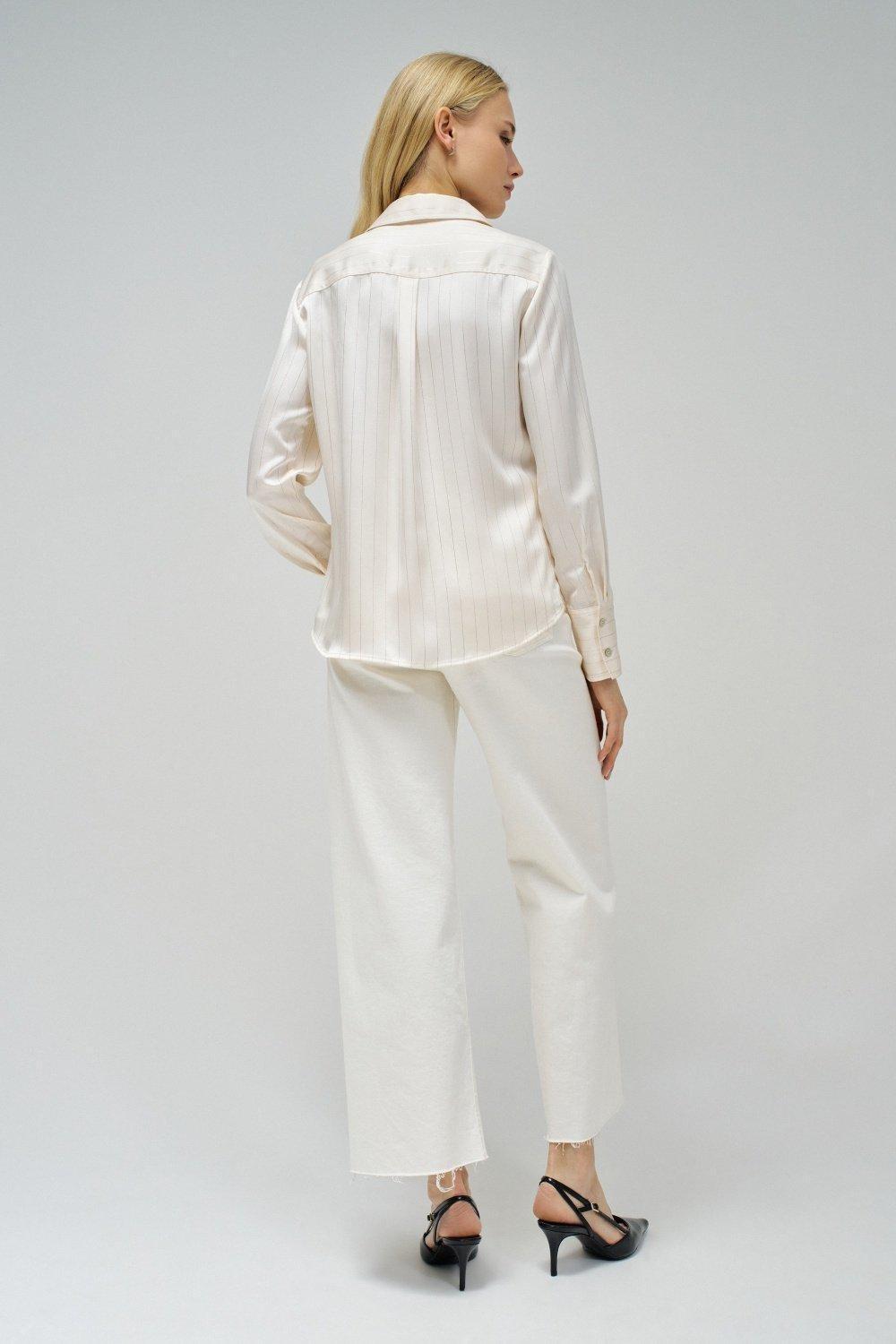 Beige Striped Button Down Shirt, , large image number 3