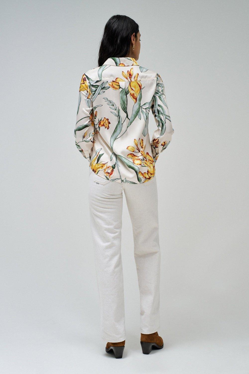 Beige Floral Regular Blouse, , large image number 3