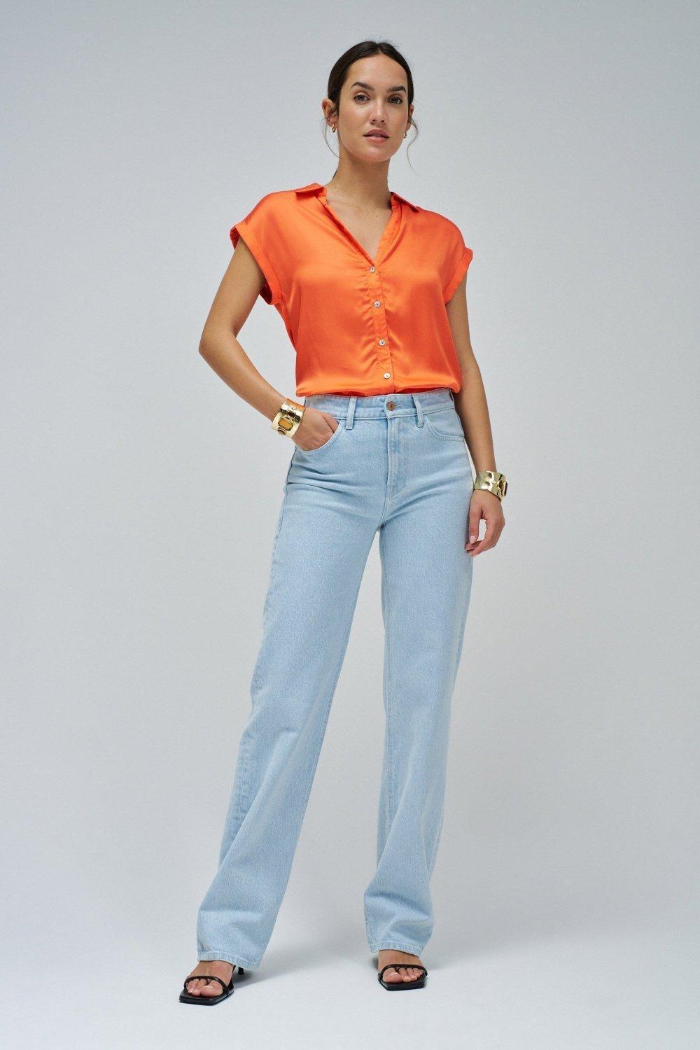 Orange Basic Shirt With Shou, , large image number 1