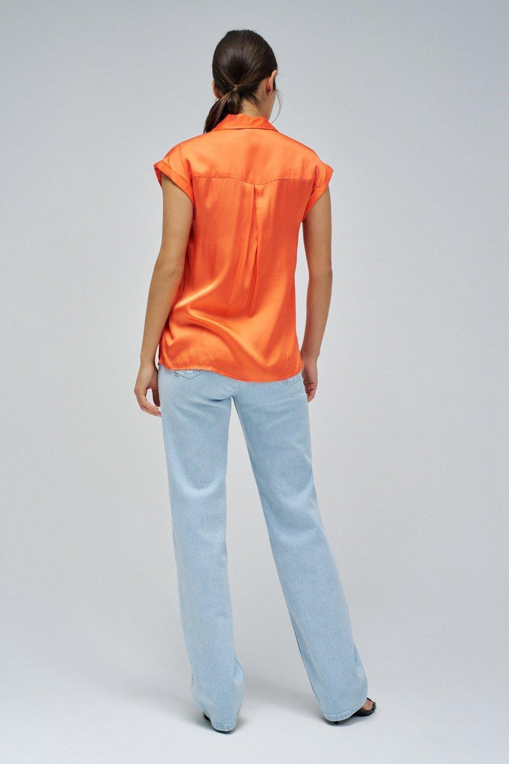 Orange Basic Shirt With Shou, , large image number 3