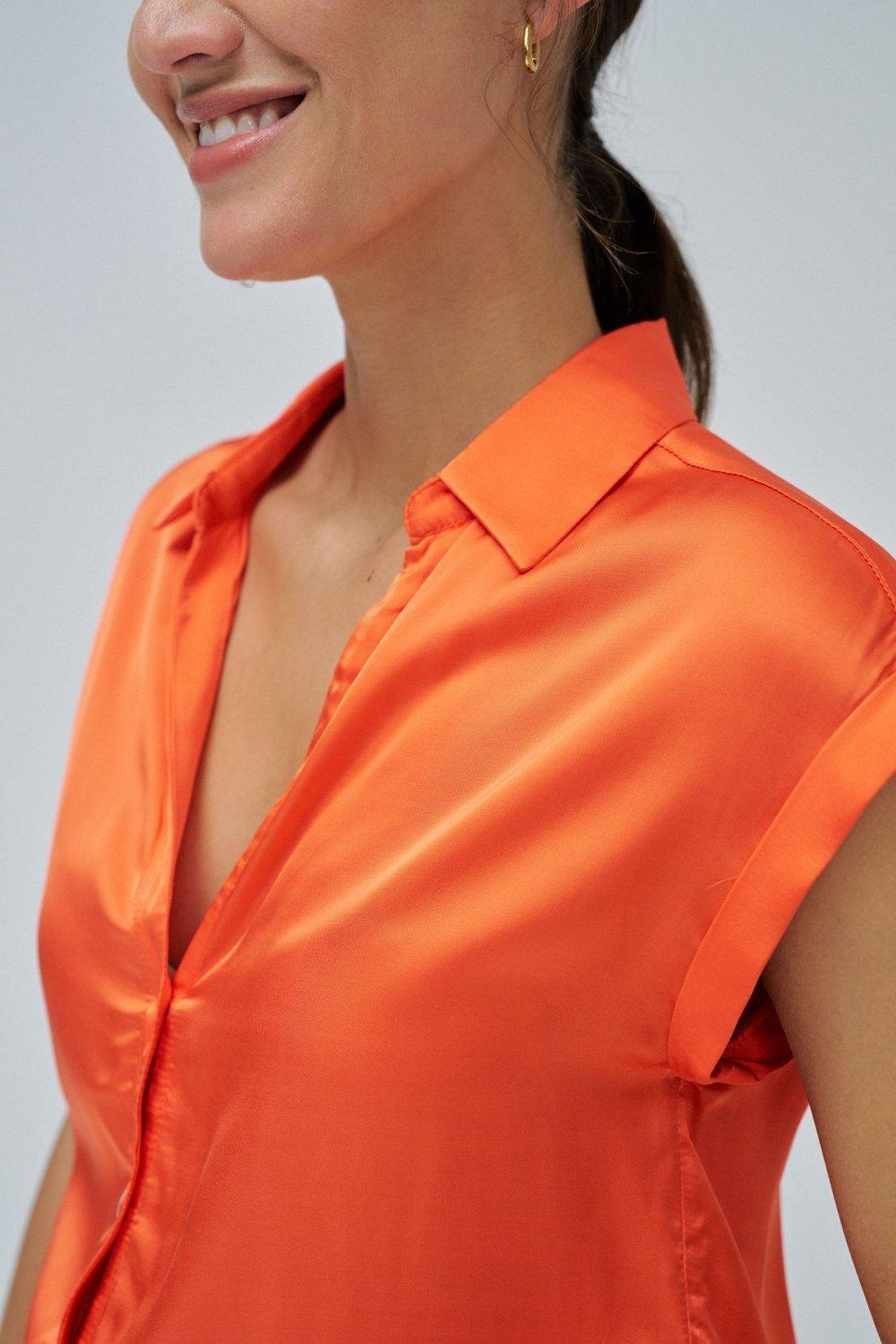 Orange Basic Shirt With Shou, , large image number 4