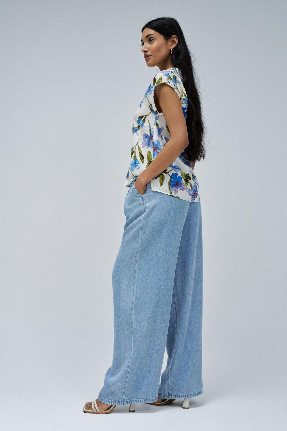 Blouse With Floral Pattern, Blue, large image number 2