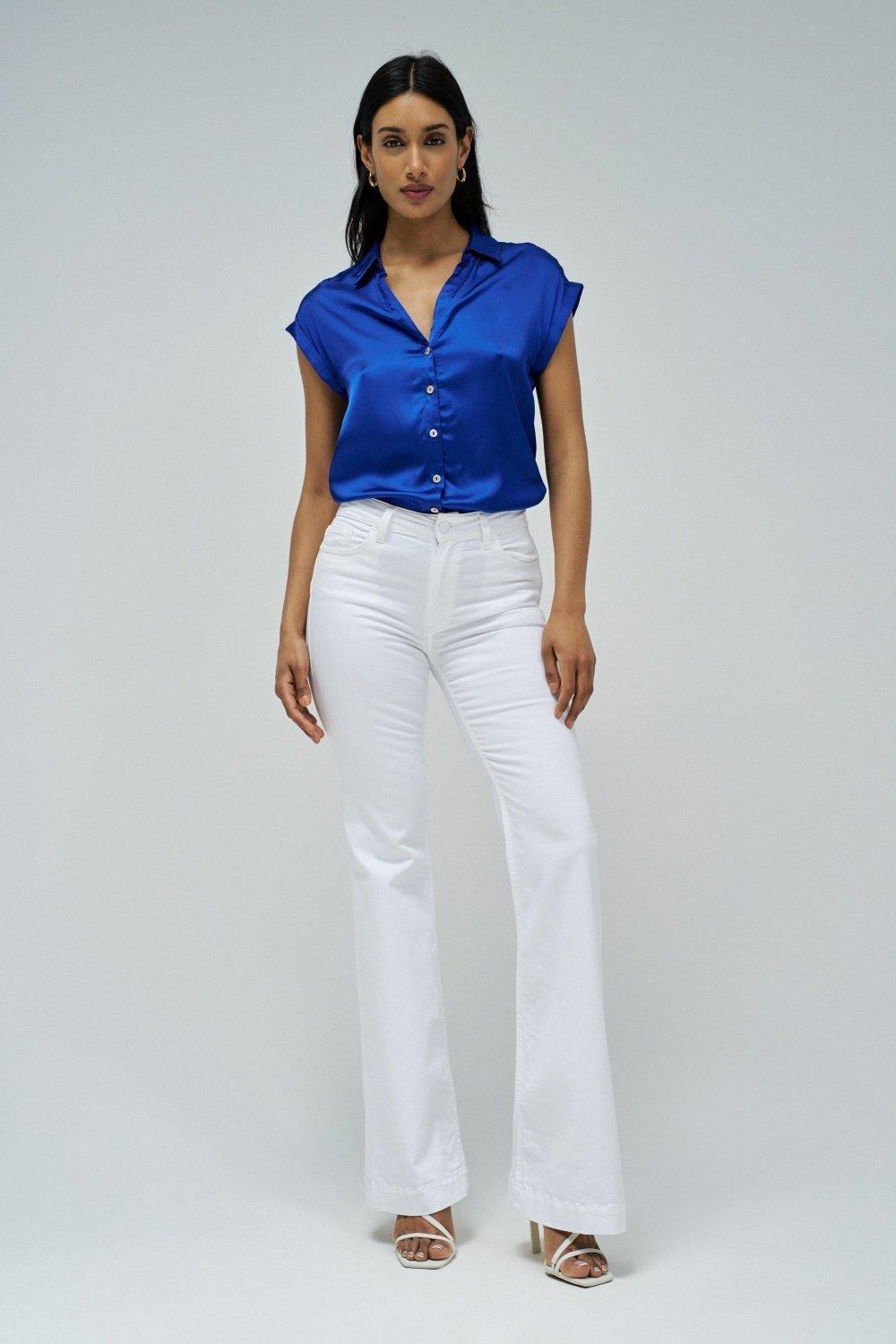 Blouse With Floral Pattern, Blue, large image number 1