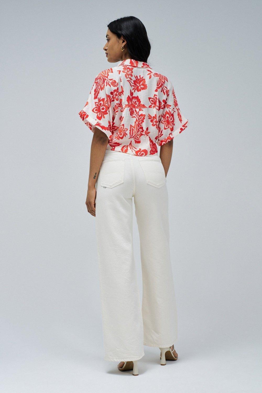 Red Tie-Front Shirt, , large image number 3