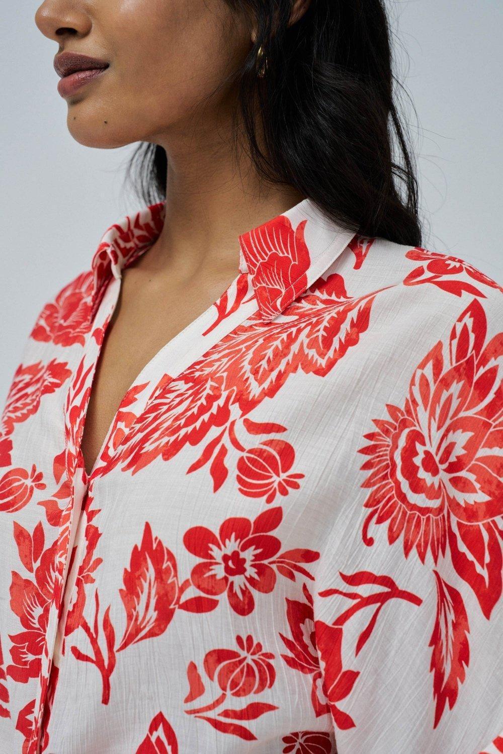 Red Tie-Front Shirt, , large image number 4