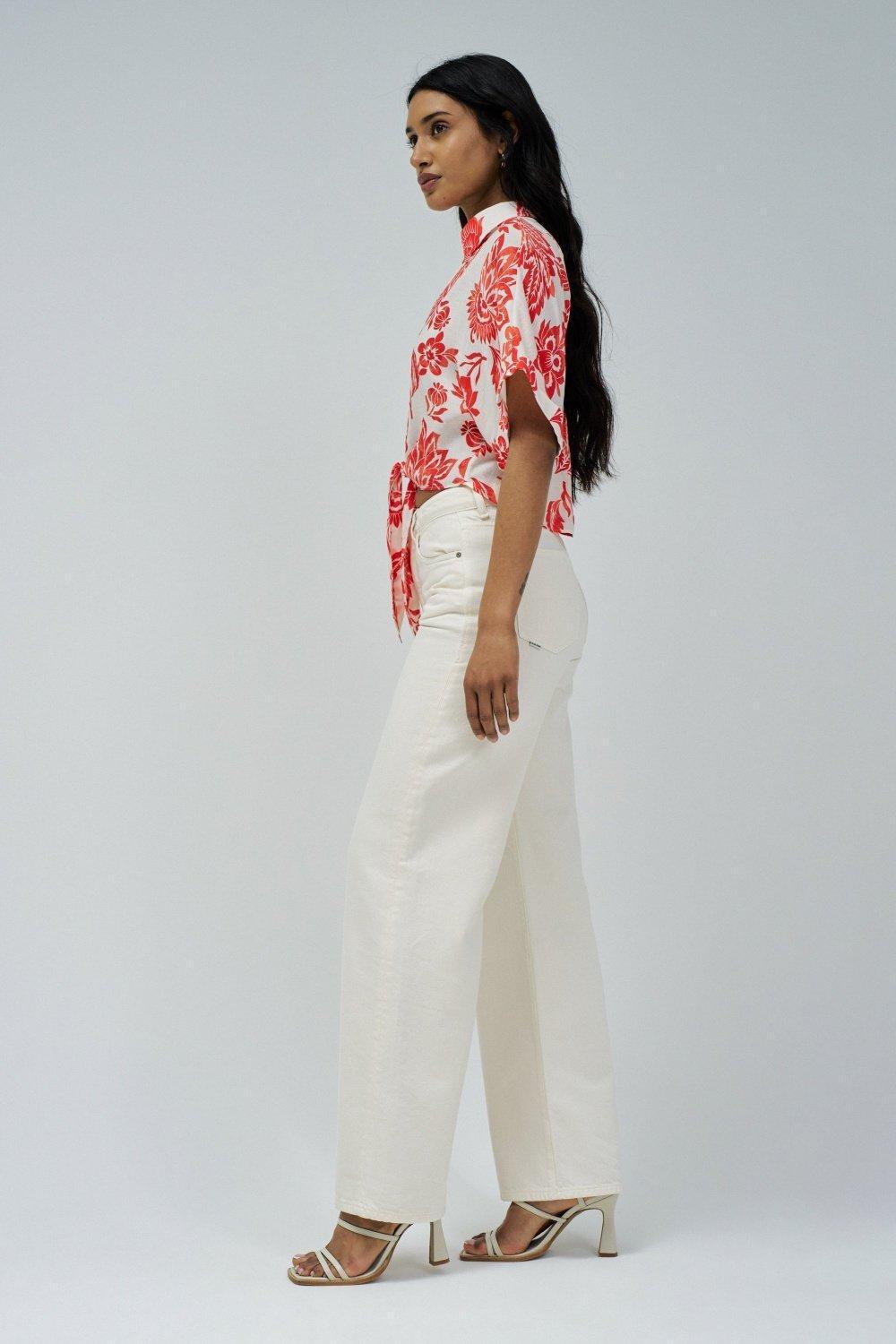 Shirt With Bow At The Hem&nbsp;, Red, medium