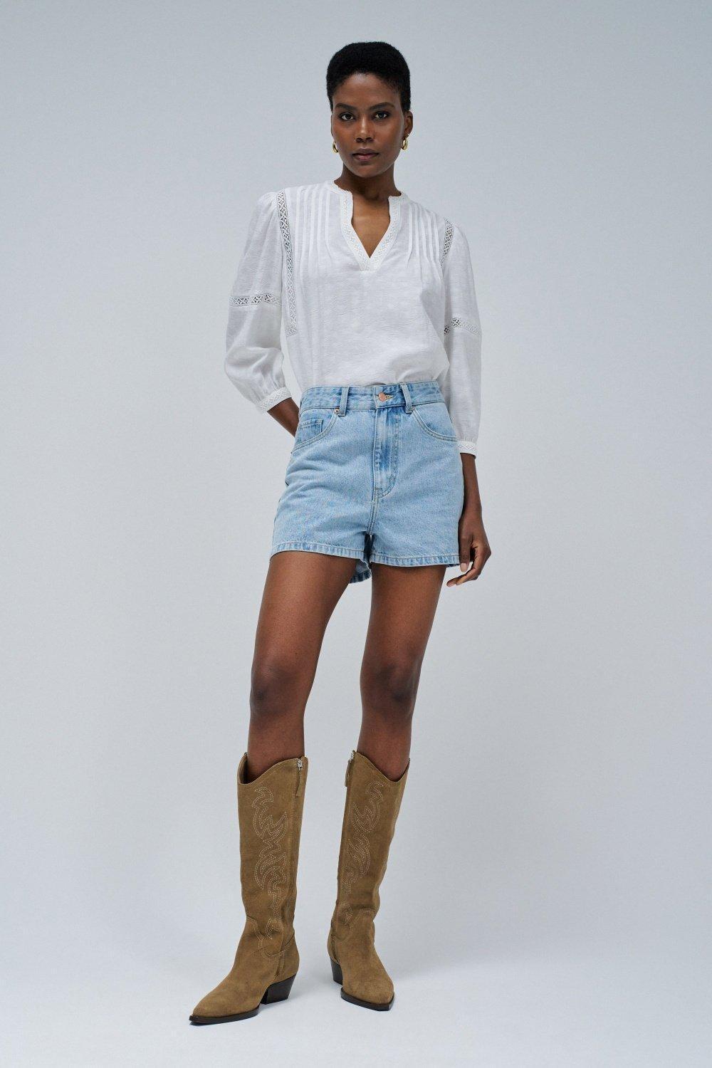 Jacquard Embroidered Blouse, White, large image number 1