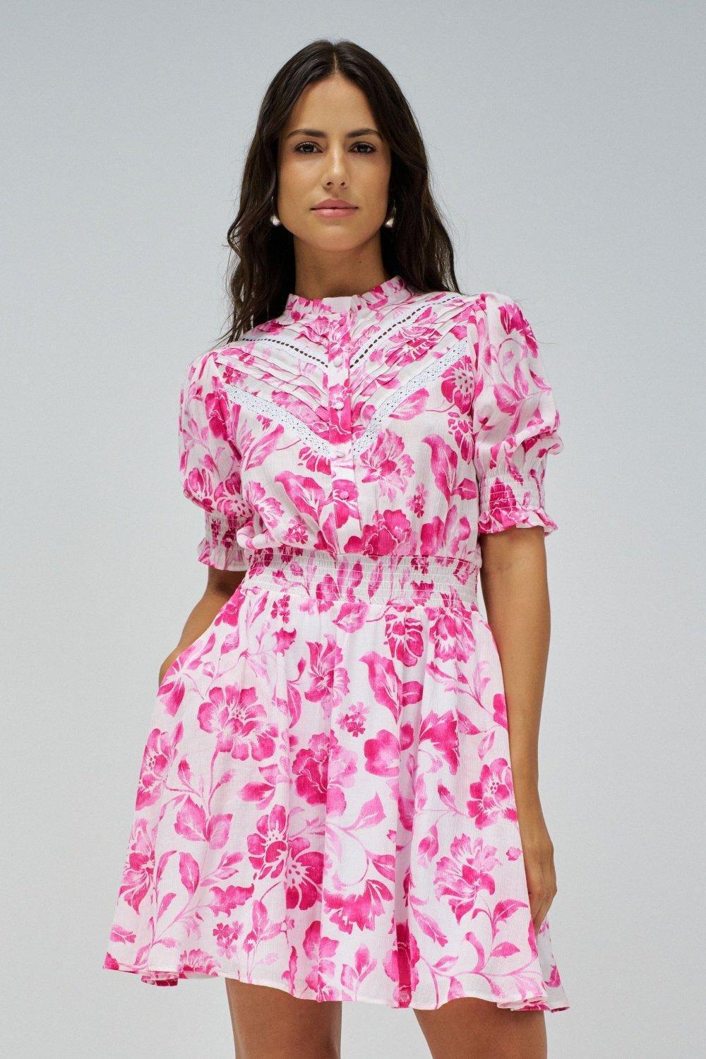 White Floral Baby Doll Dress, , medium
