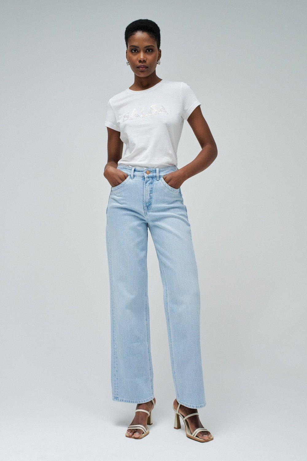 T-Shirt With Branding , White, medium