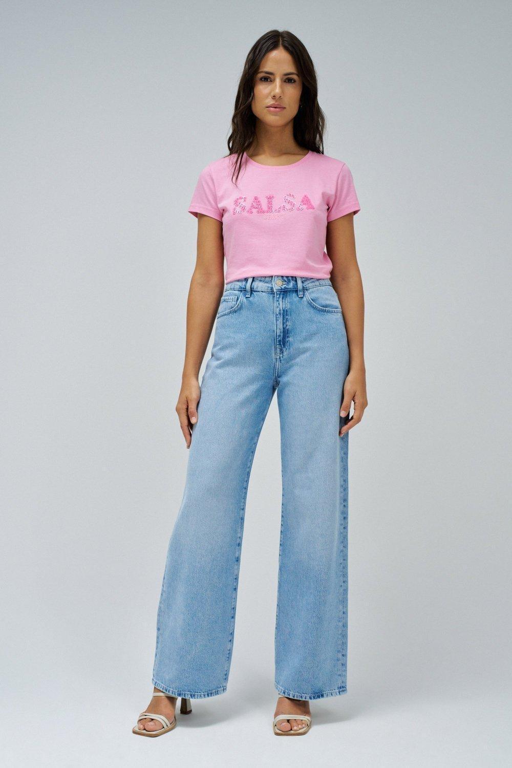 T-Shirt With Branding&nbsp;, Pink, medium