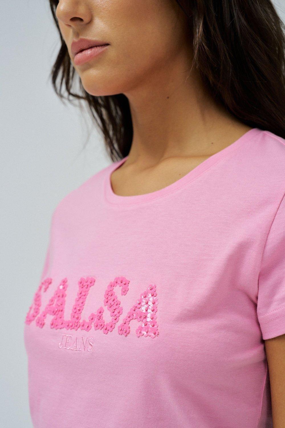 T-Shirt With Branding , Pink, large image number 4